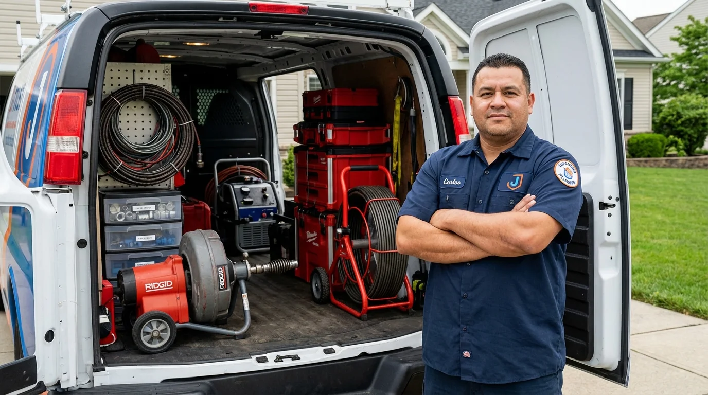 Professional drain cleaning equipment and Johns Plumbing LLC plumber in Chatfield