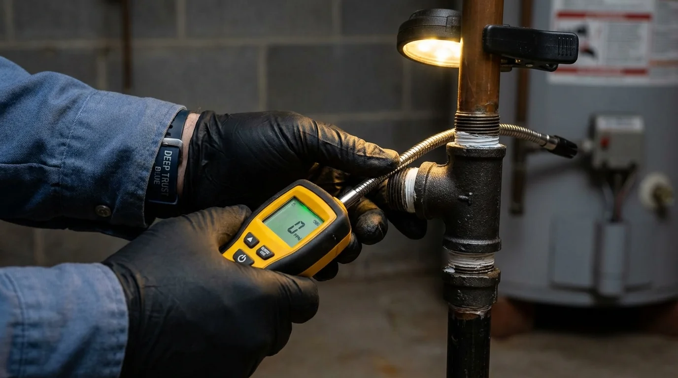 Gas leak detection with electronic sniffer by Johns Plumbing LLC in Chatfield